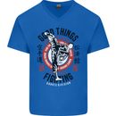 Karate Good Things Mixed Martial Arts MMA Mens V-Neck Cotton T-Shirt Royal Blue