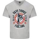 Karate Good Things Mixed Martial Arts MMA Mens V-Neck Cotton T-Shirt Sports Grey