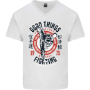 Karate Good Things Mixed Martial Arts MMA Mens V-Neck Cotton T-Shirt White