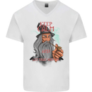 Keep Calm & Let That Shit Go Weed Drugs Mens V-Neck Cotton T-Shirt White