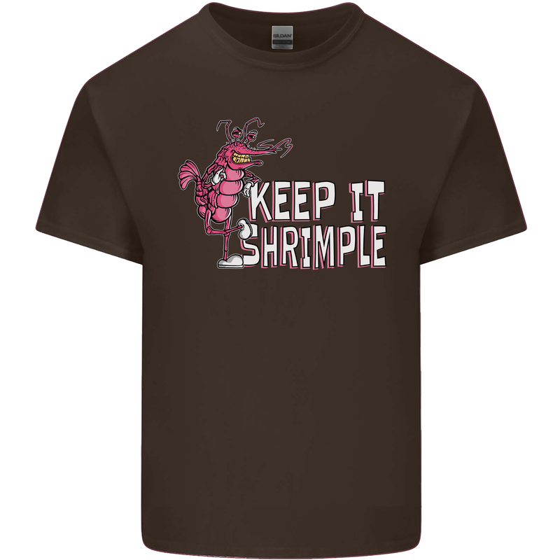 Keep It Shrimple Funny Shrimp Prawns Mens Cotton T-Shirt Tee Top Dark Chocolate