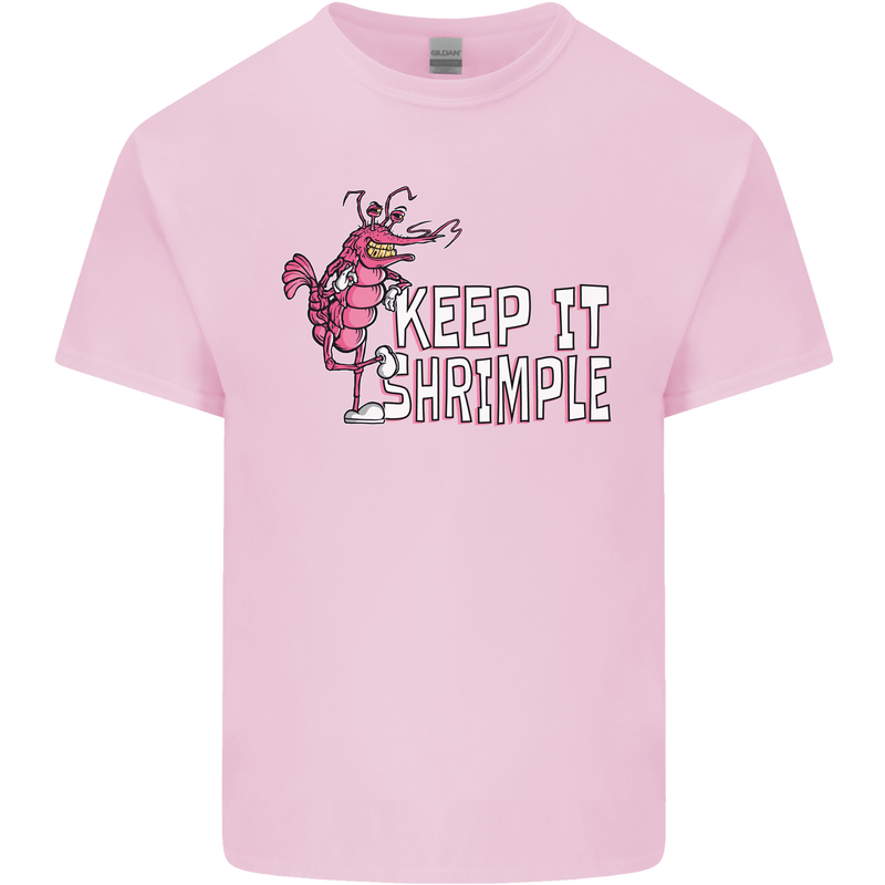Keep It Shrimple Funny Shrimp Prawns Mens Cotton T-Shirt Tee Top Light Pink
