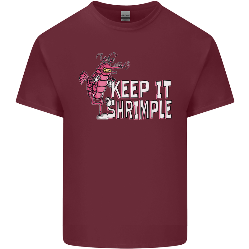 Keep It Shrimple Funny Shrimp Prawns Mens Cotton T-Shirt Tee Top Maroon