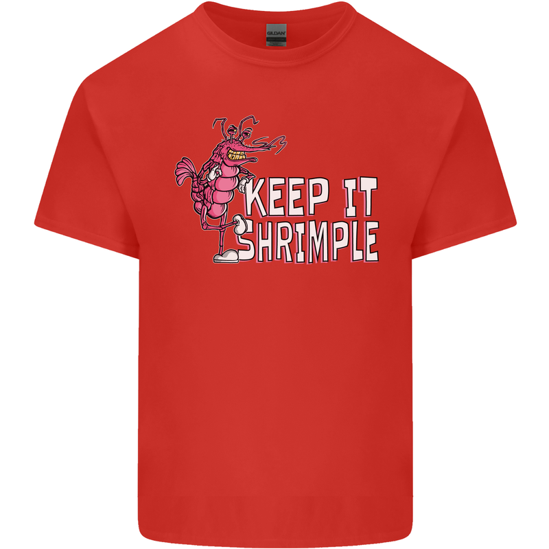 Keep It Shrimple Funny Shrimp Prawns Mens Cotton T-Shirt Tee Top Red