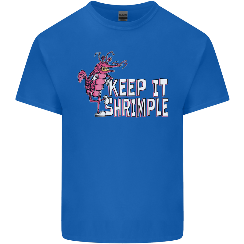 Keep It Shrimple Funny Shrimp Prawns Mens Cotton T-Shirt Tee Top Royal Blue