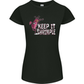 Keep It Shrimple Funny Shrimp Prawns Womens Petite Cut T-Shirt Black