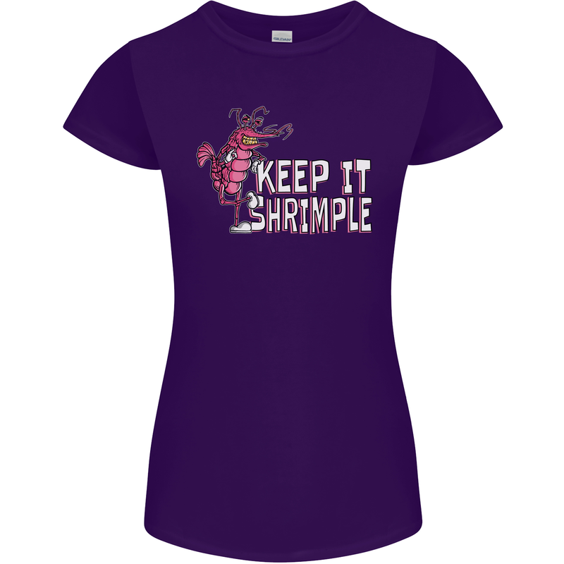 Keep It Shrimple Funny Shrimp Prawns Womens Petite Cut T-Shirt Purple