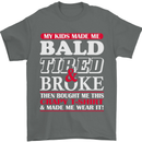Kids Bald Tired & Broke Father's Day Mens T-Shirt Cotton Gildan Charcoal