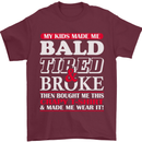 Kids Bald Tired & Broke Father's Day Mens T-Shirt Cotton Gildan Maroon