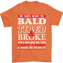 Kids Bald Tired & Broke Father's Day Mens T-Shirt Cotton Gildan Orange