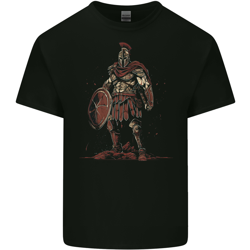 King Leonidas Spartan Warrior Gym Bodybuilding Mens Cotton T-Shirt Tee Top BLACK