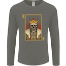 King Playing Card Gothic Skull Poker Mens Long Sleeve T-Shirt Charcoal