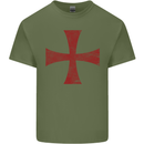Knights Templar Cross Fancy Dress Outfit Mens Cotton T-Shirt Tee Top Military Green