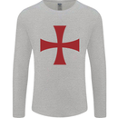 Knights Templar Cross Fancy Dress Outfit Mens Long Sleeve T-Shirt Sports Grey