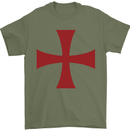Knights Templar Cross Fancy Dress Outfit Mens T-Shirt Cotton Gildan Military Green