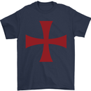 Knights Templar Cross Fancy Dress Outfit Mens T-Shirt Cotton Gildan Navy Blue