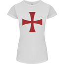 Knights Templar Cross Fancy Dress Outfit Womens Petite Cut T-Shirt White