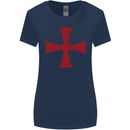 Knights Templar Cross Fancy Dress Outfit Womens Wider Cut T-Shirt Navy Blue