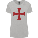 Knights Templar Cross Fancy Dress Outfit Womens Wider Cut T-Shirt Sports Grey