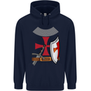 Knights Templar Fancy Dress St Georges Day Mens 80% Cotton Hoodie Navy Blue
