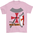 Knights Templar Fancy Dress St Georges Day Mens T-Shirt Cotton Gildan Light Pink