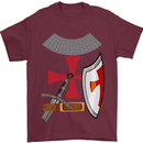 Knights Templar Fancy Dress St Georges Day Mens T-Shirt Cotton Gildan Maroon