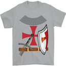 Knights Templar Fancy Dress St Georges Day Mens T-Shirt Cotton Gildan Sports Grey