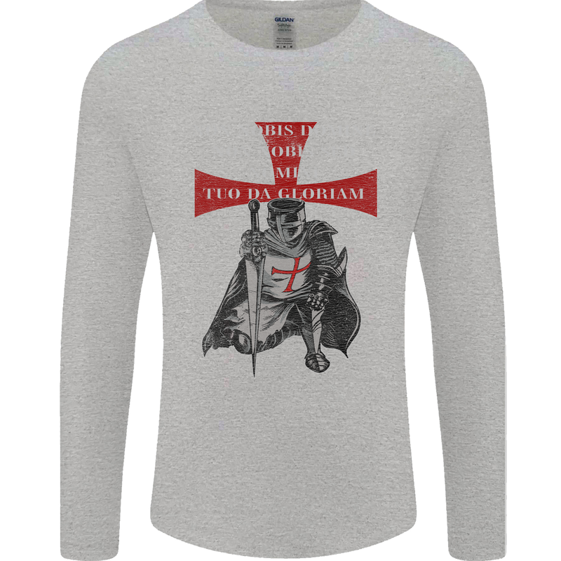 Knights Templar Prayer St. George's Day Mens Long Sleeve T-Shirt Sports Grey