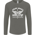 Krav Maga Israeli Defence System MMA Mens Long Sleeve T-Shirt Charcoal