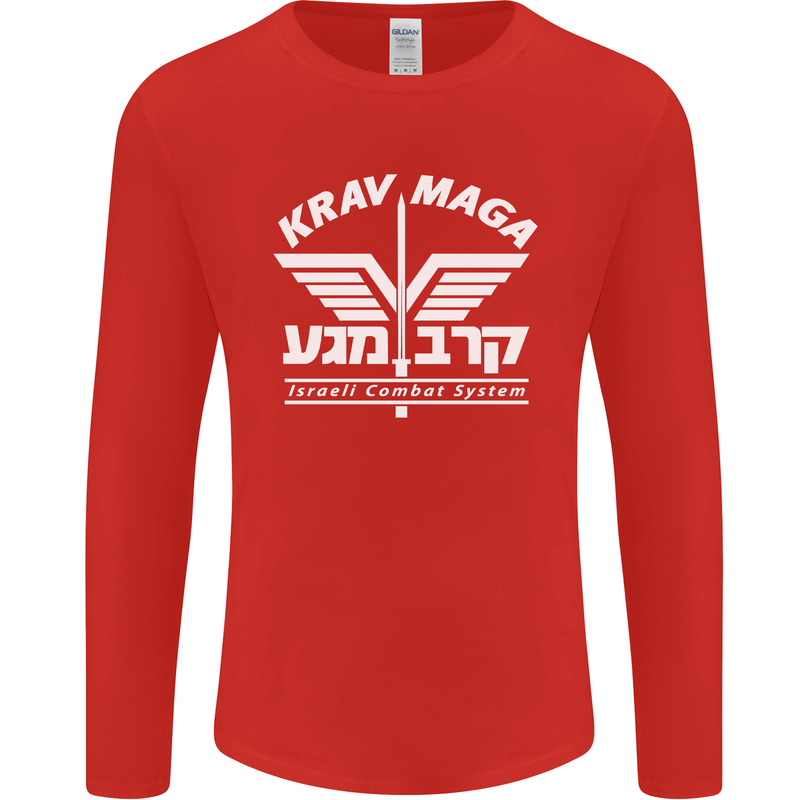 Krav Maga Israeli Defence System MMA Mens Long Sleeve T-Shirt Red