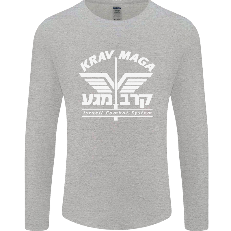 Krav Maga Israeli Defence System MMA Mens Long Sleeve T-Shirt Sports Grey
