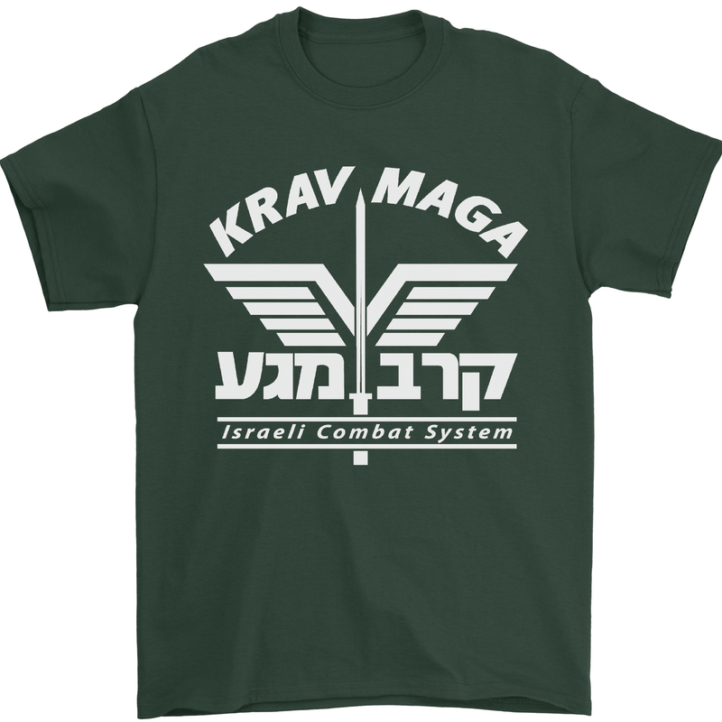 Krav Maga Israeli Defence System MMA Mens T-Shirt Cotton Gildan Forest Green