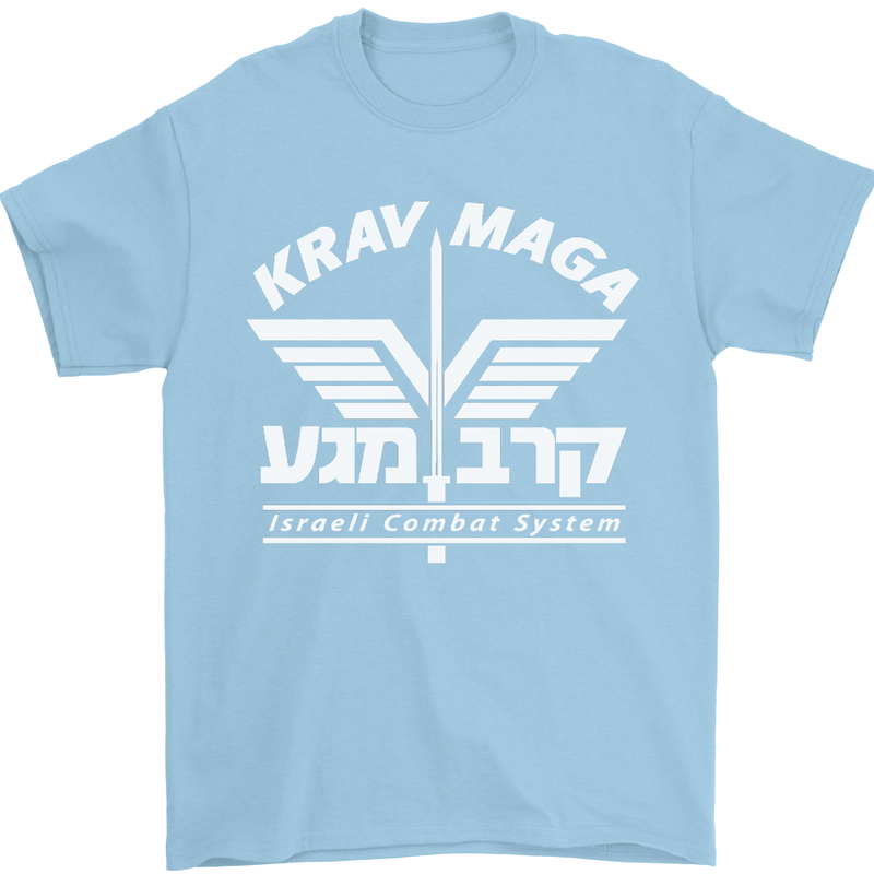 Krav Maga Israeli Defence System MMA Mens T-Shirt Cotton Gildan Light Blue