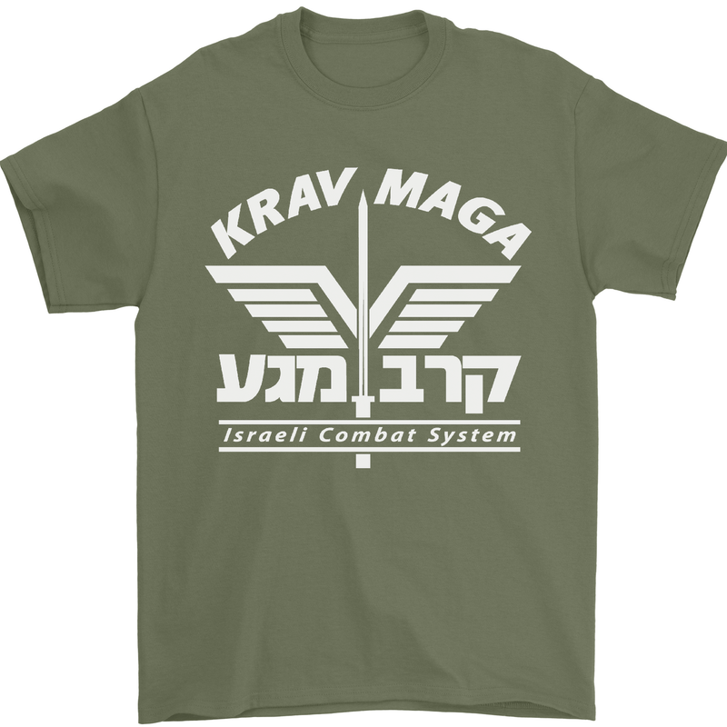 Krav Maga Israeli Defence System MMA Mens T-Shirt Cotton Gildan Military Green