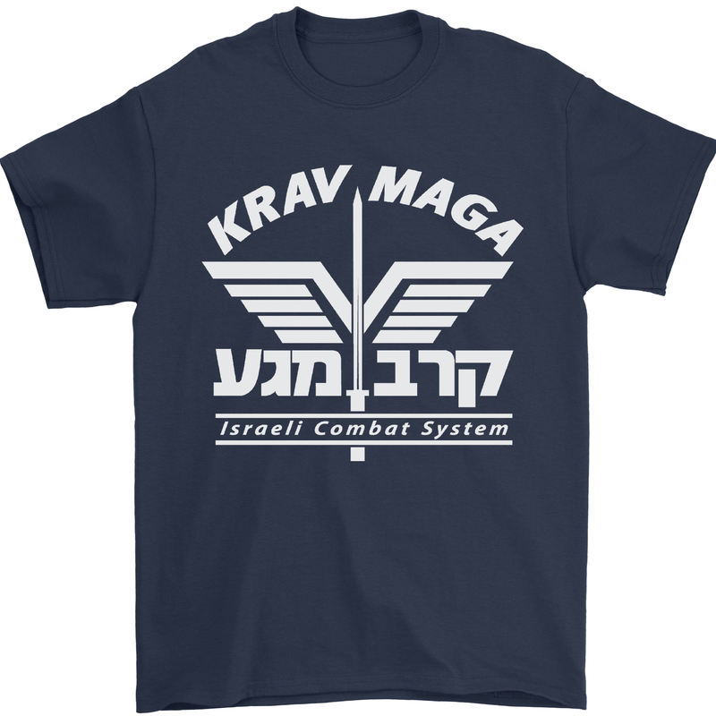 Krav Maga Israeli Defence System MMA Mens T-Shirt Cotton Gildan Navy Blue