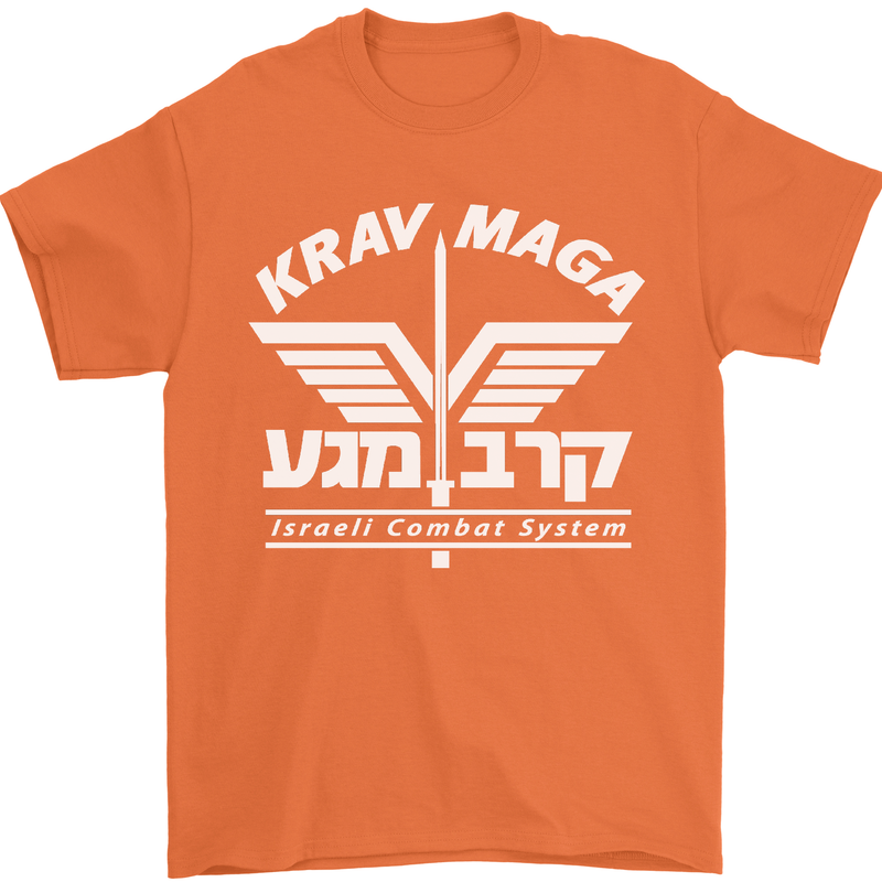 Krav Maga Israeli Defence System MMA Mens T-Shirt Cotton Gildan Orange