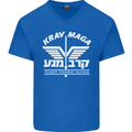 Krav Maga Israeli Defence System MMA Mens V-Neck Cotton T-Shirt Royal Blue