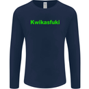 Kwikasfuki Superbike Funny Biker Motorcycle Mens Long Sleeve T-Shirt Navy Blue