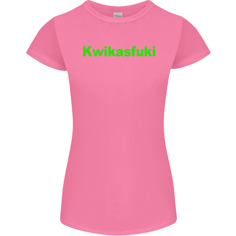 Kwikasfuki Superbike Funny Biker Motorcycle Womens Petite Cut T-Shirt Azalea