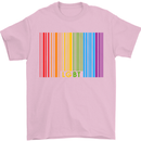 LGBT Barcode Gay Pride Day Awareness Mens T-Shirt Cotton Gildan Light Pink