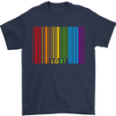 LGBT Barcode Gay Pride Day Awareness Mens T-Shirt Cotton Gildan Navy Blue