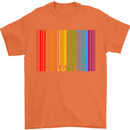 LGBT Barcode Gay Pride Day Awareness Mens T-Shirt Cotton Gildan Orange