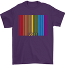 LGBT Barcode Gay Pride Day Awareness Mens T-Shirt Cotton Gildan Purple