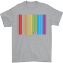 LGBT Barcode Gay Pride Day Awareness Mens T-Shirt Cotton Gildan Sports Grey
