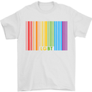 LGBT Barcode Gay Pride Day Awareness Mens T-Shirt Cotton Gildan White