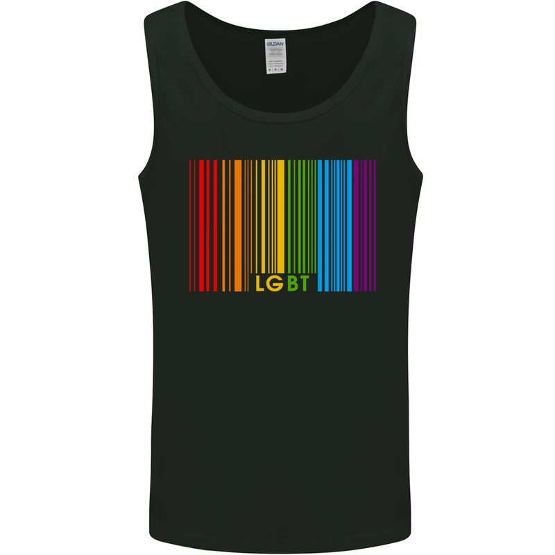 LGBT Barcode Gay Pride Day Awareness Mens Vest Tank Top Black