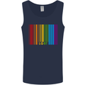 LGBT Barcode Gay Pride Day Awareness Mens Vest Tank Top Navy Blue