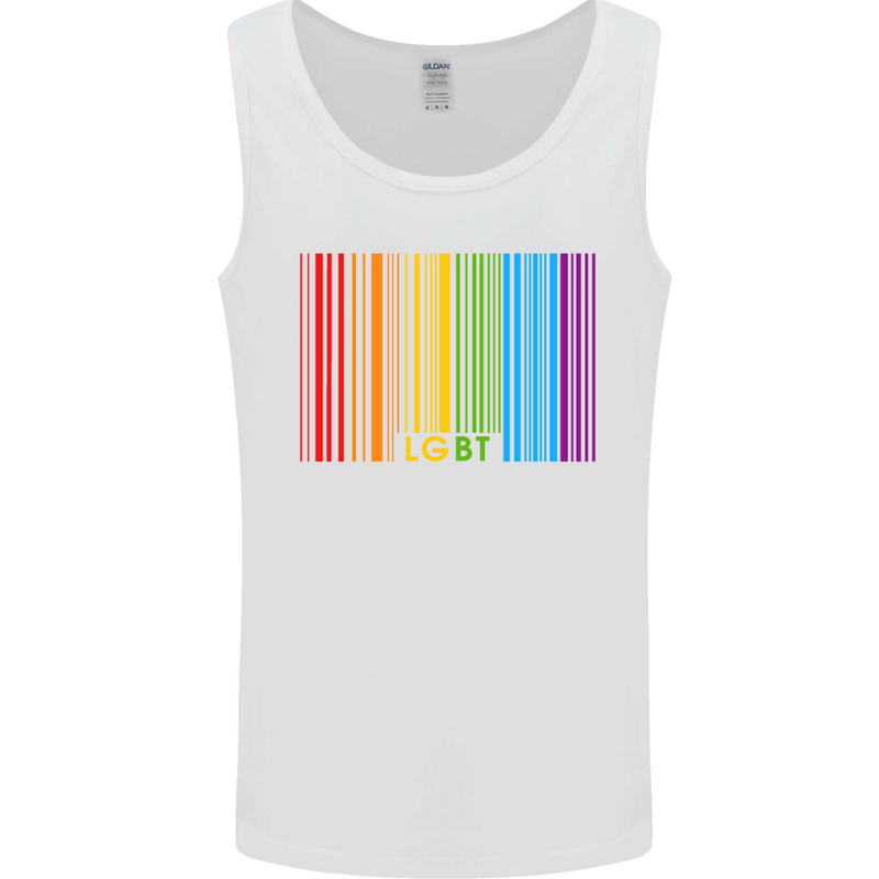 LGBT Barcode Gay Pride Day Awareness Mens Vest Tank Top White