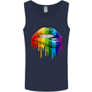 LGBT Bitten Rainbow Lip Gay Pride Day Mens Vest Tank Top Navy Blue