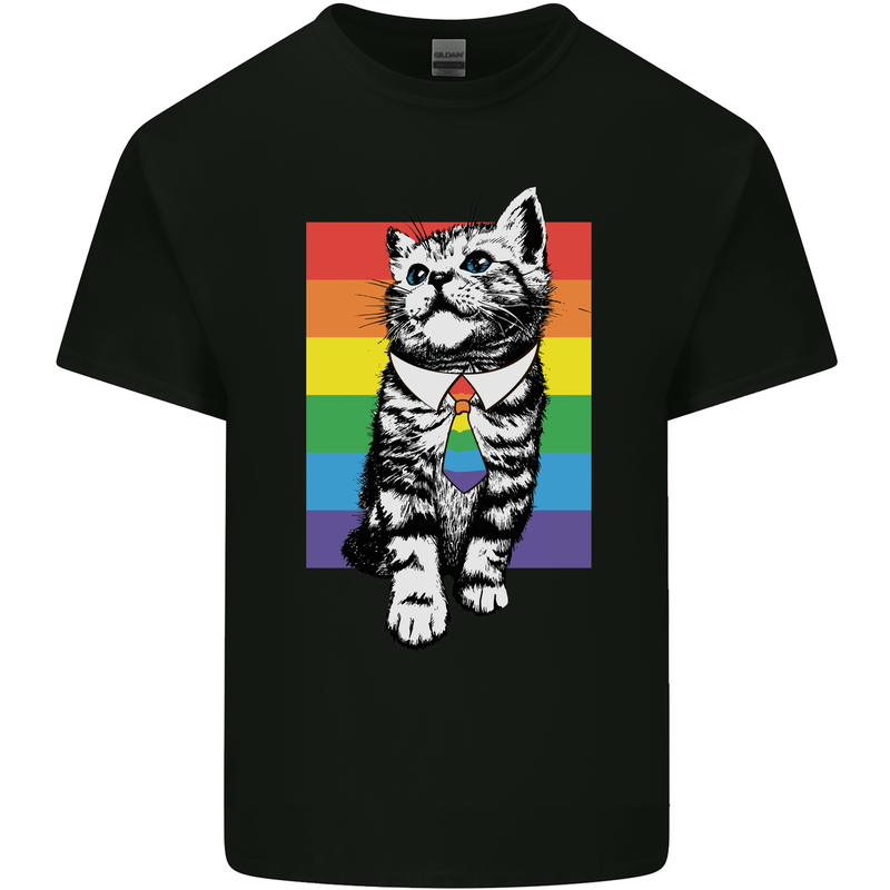 LGBT Cat Gay Pride Day Awareness Mens Cotton T-Shirt Tee Top Black